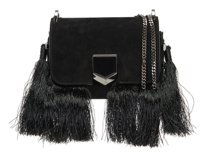 Fringed Lockett, &pound;450, Handbags, Black, Suede, Front view